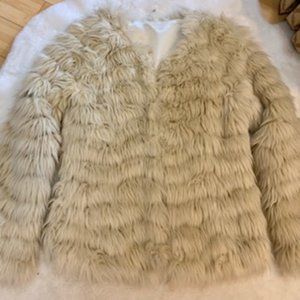 Willow and Clay Faux Fur Beige Jacket S